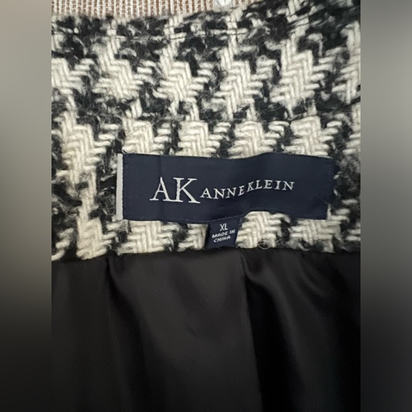 Anne Klein - wool blend elegant houndstooth thick coat - Picture 10 of 13